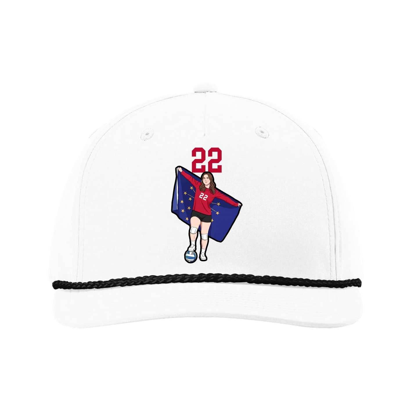 Five-Panel Classic Rope Cap — Number Top in White