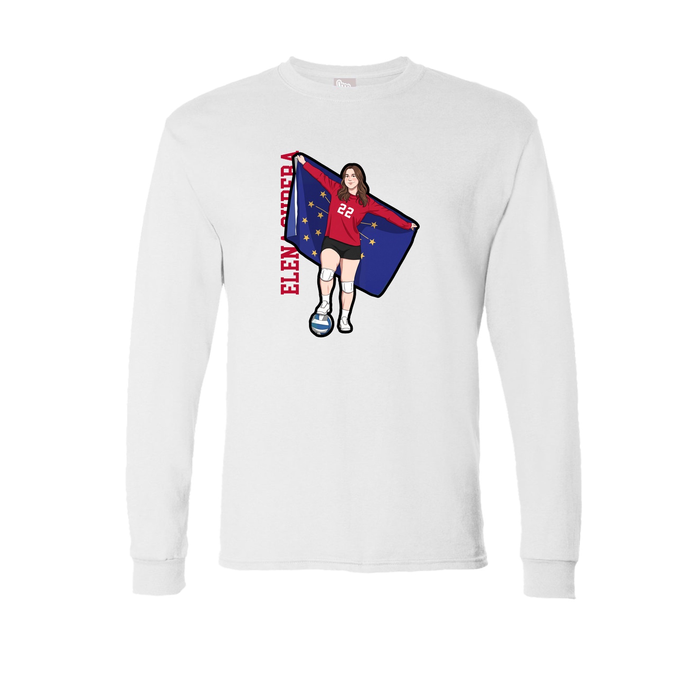 Long Sleeve Tee — Name Vertical in White
