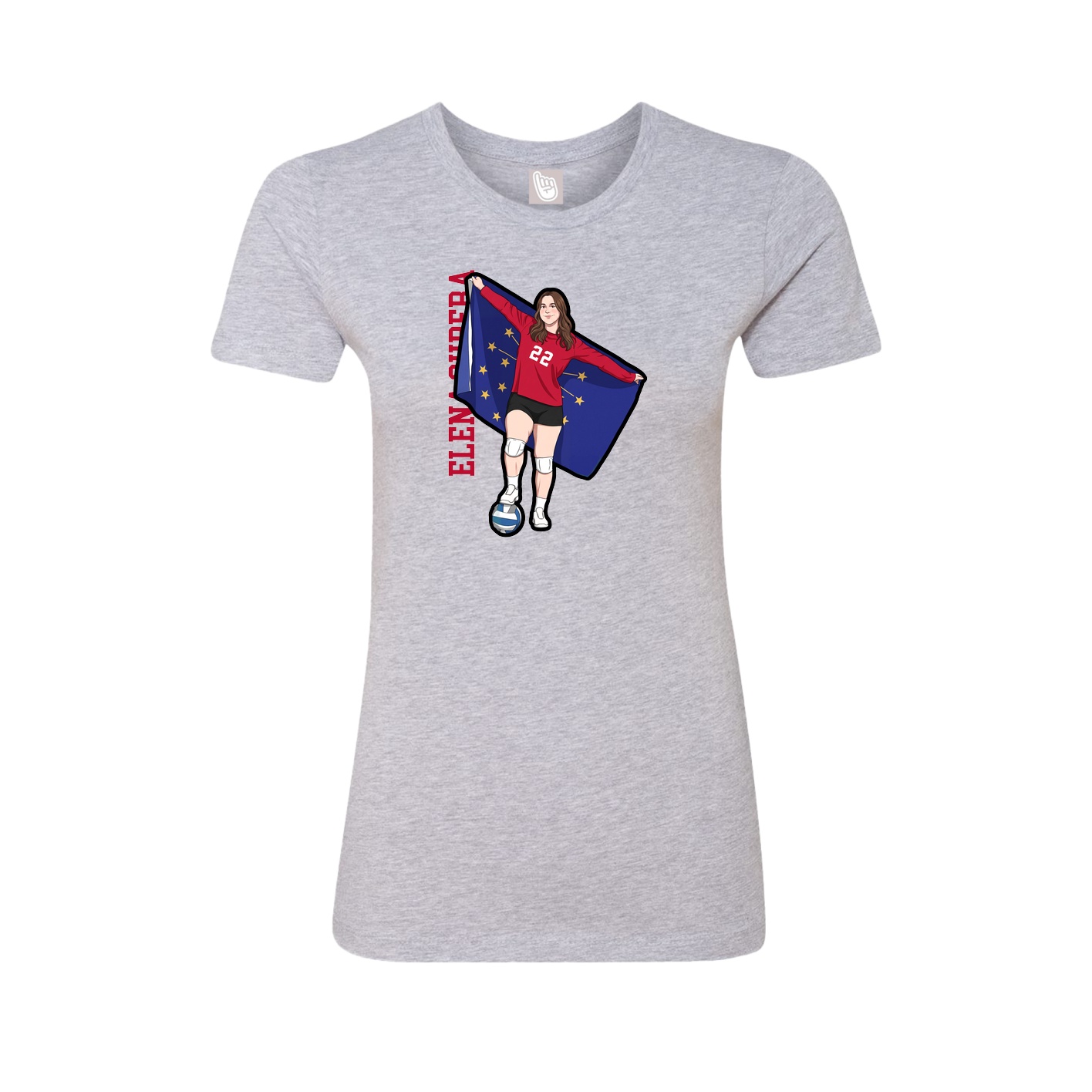 Fitted Women's Tee — Name Vertical in Grey