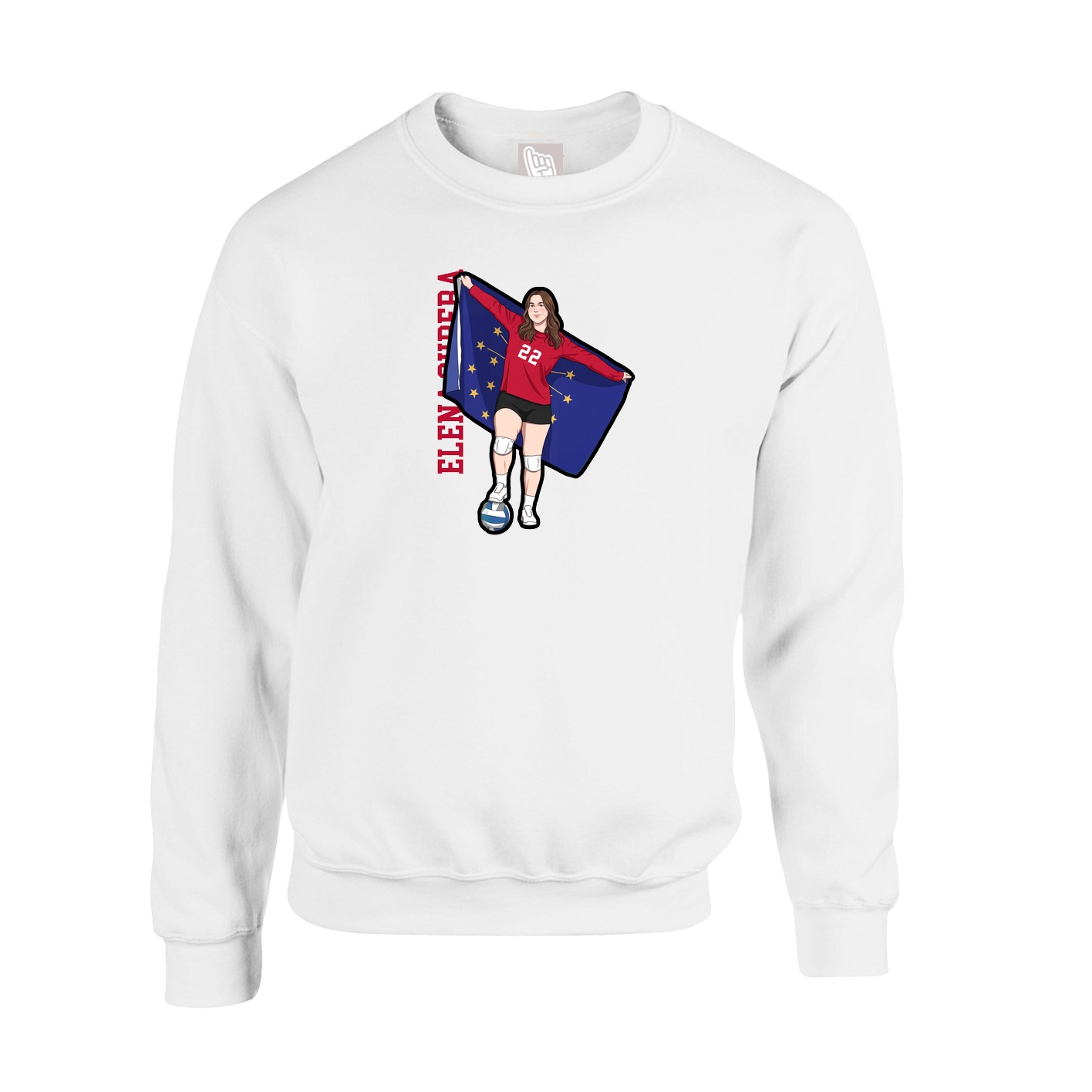 Fleece Crew — Name Vertical in White