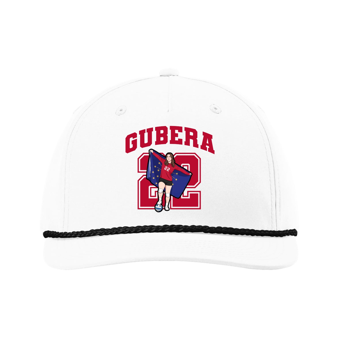 Five-Panel Classic Rope Cap — Number in White