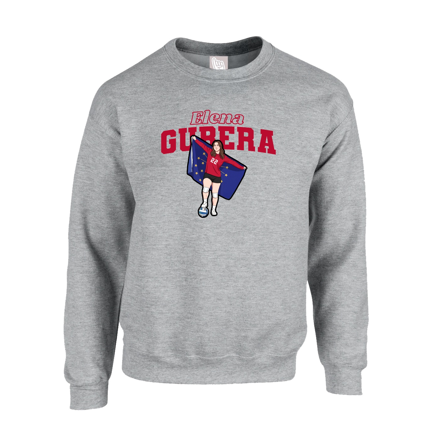 Fleece Crew — Name Arch in Grey