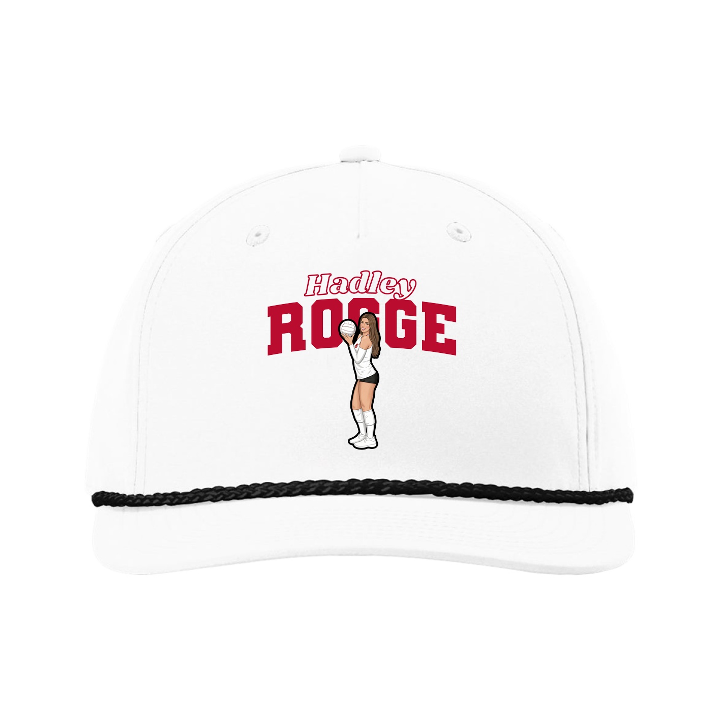 Five-Panel Classic Rope Cap — Name Arch in White