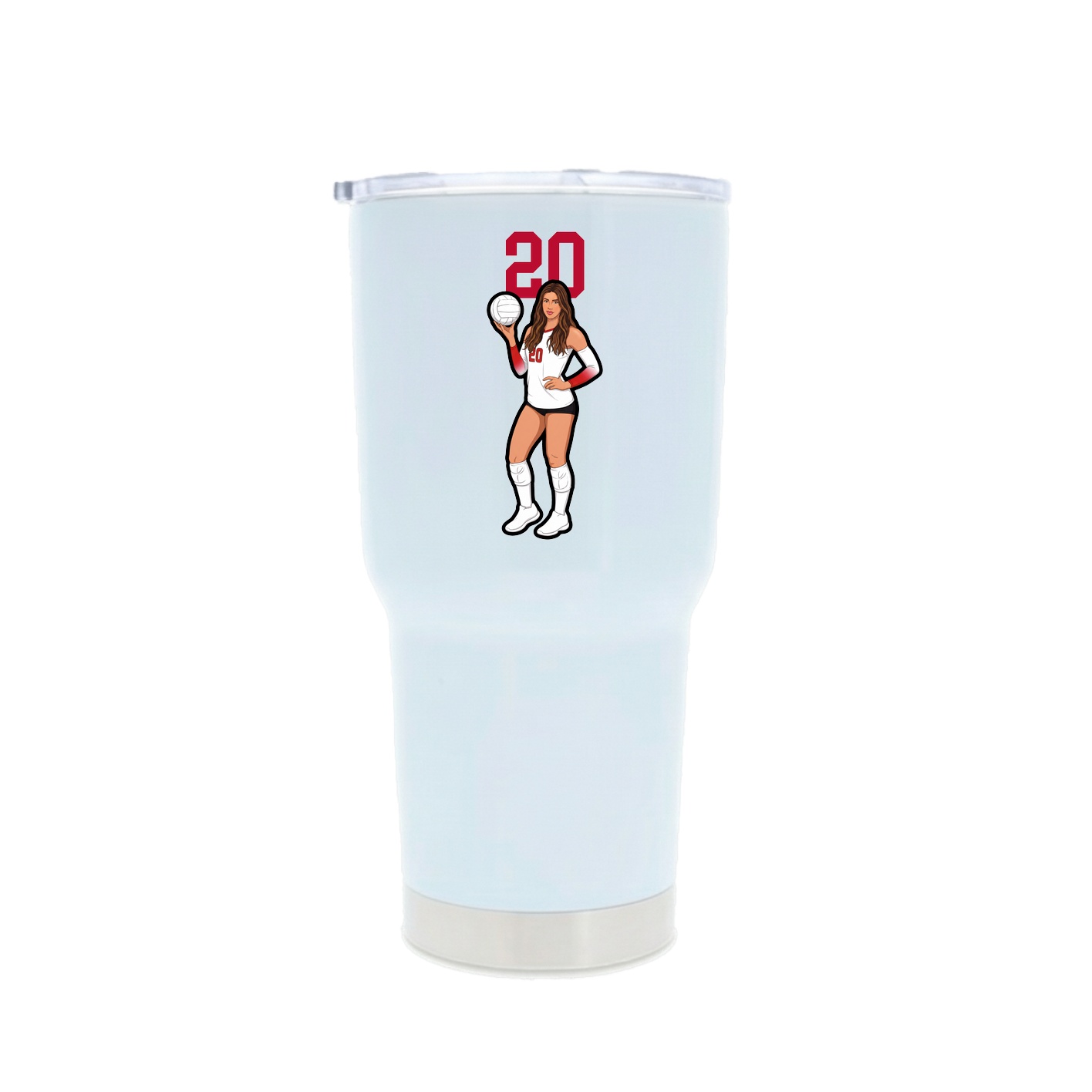 30oz Stainless Steel Tumbler — Number Top in White