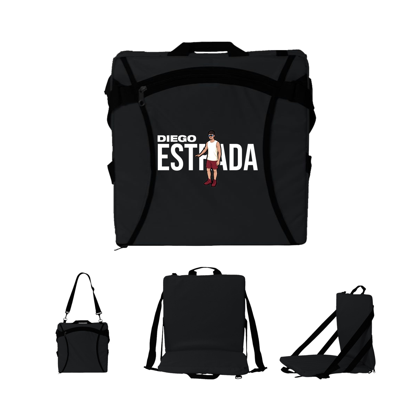 Folding Stadium Seat — Player Name in Black