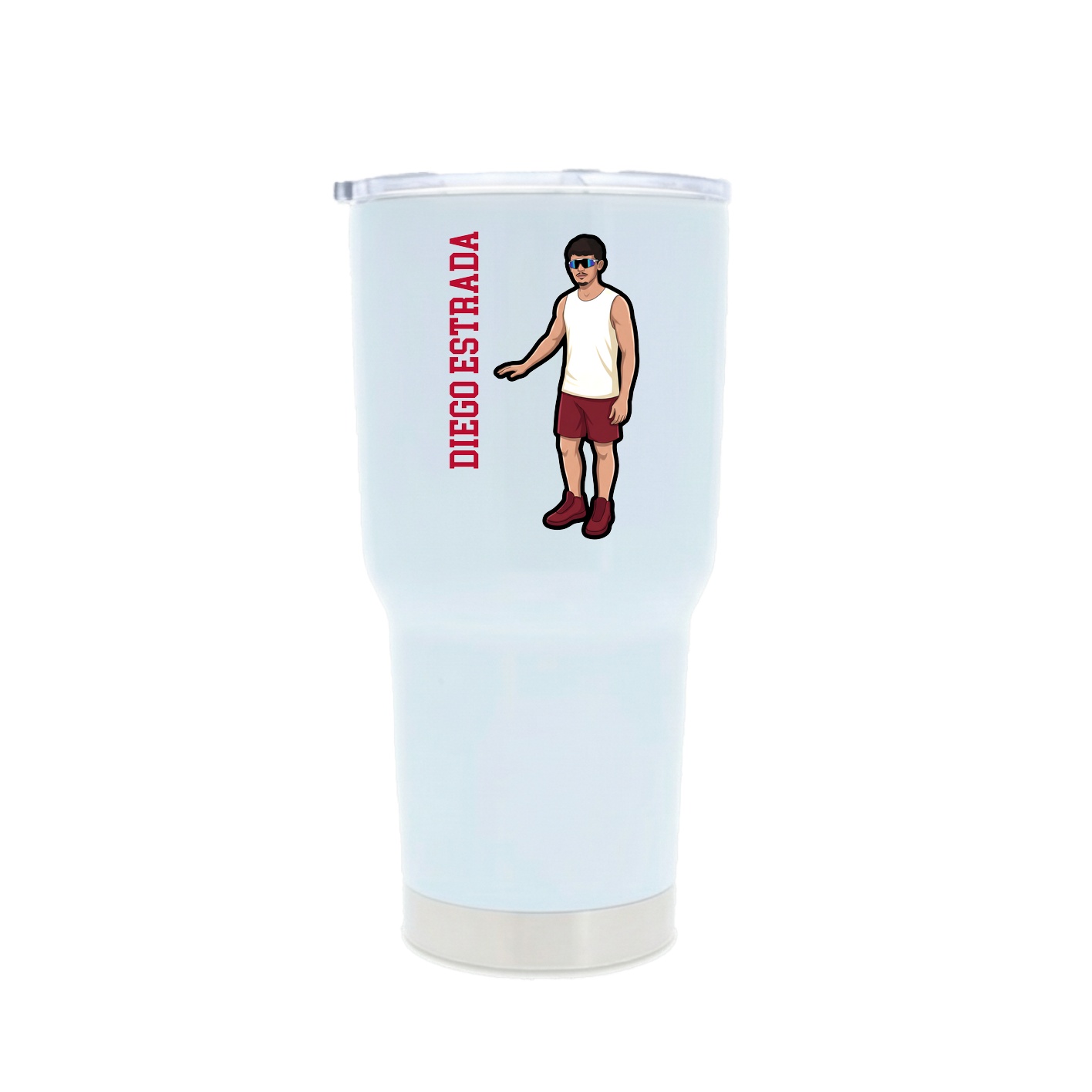 30oz Stainless Steel Tumbler — Name Vertical in White