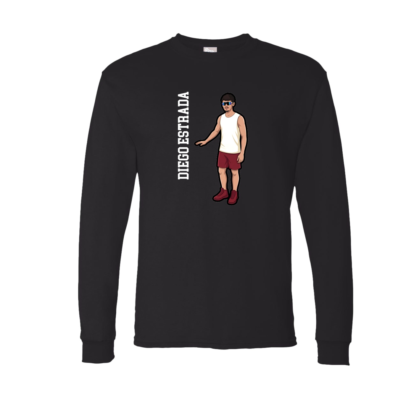 Long Sleeve Tee — Name Vertical in Black