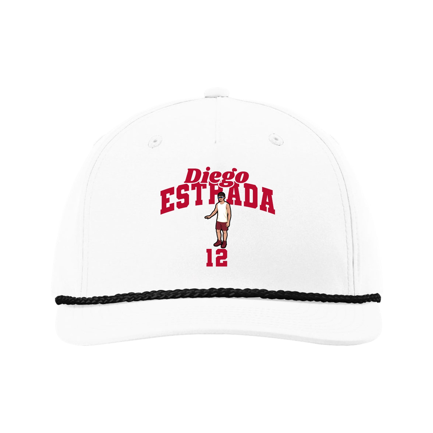 Five-Panel Classic Rope Cap — Signature Arch in White