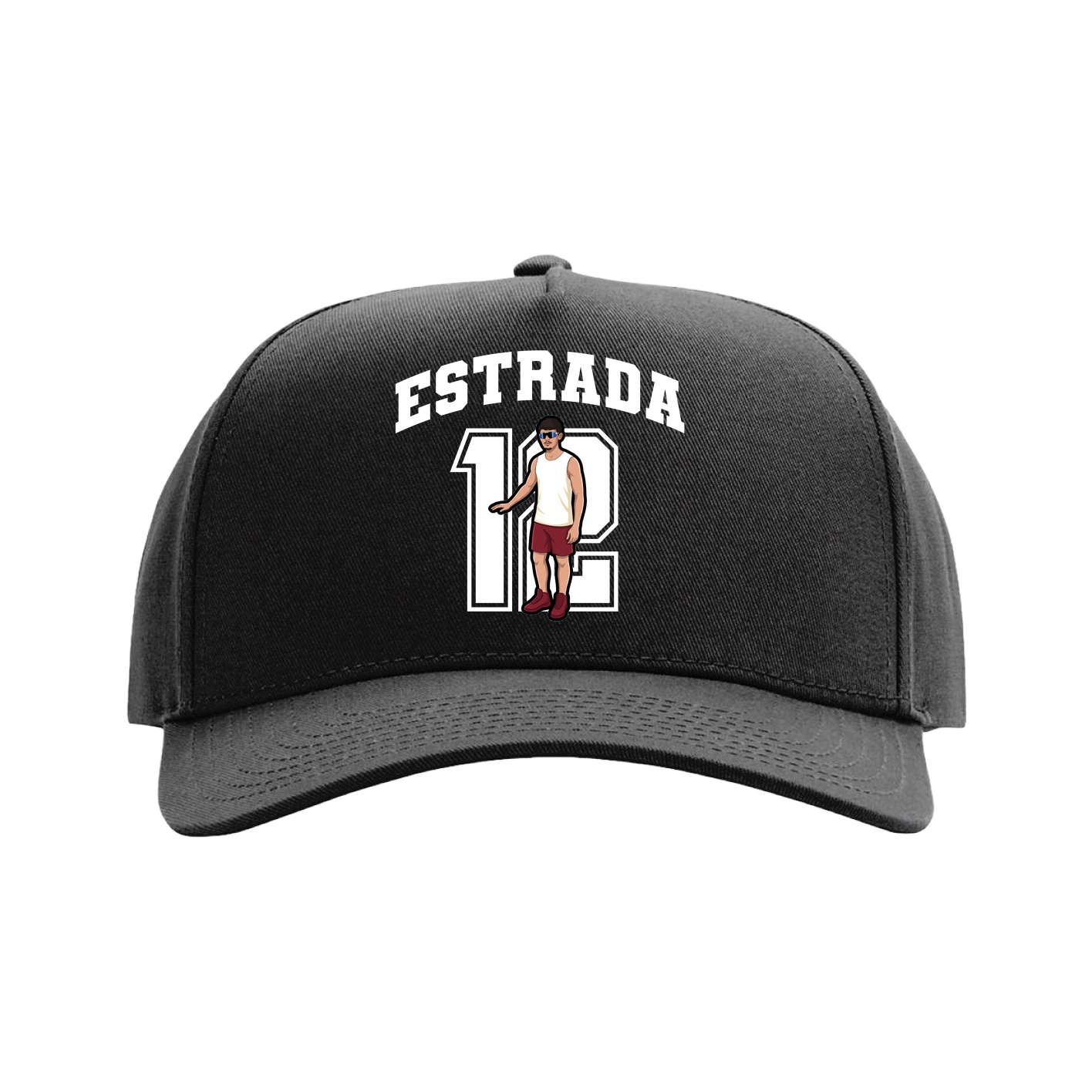 Full Fabric Five-Panel Champ Cap — Number in Black