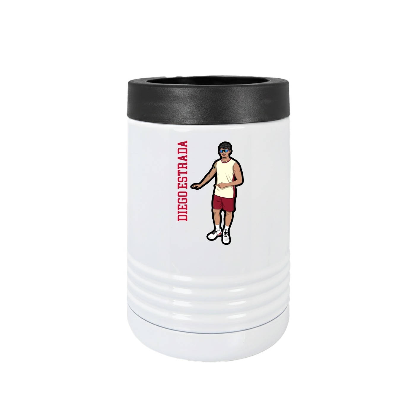 Beverage Holder — Name Vertical in White