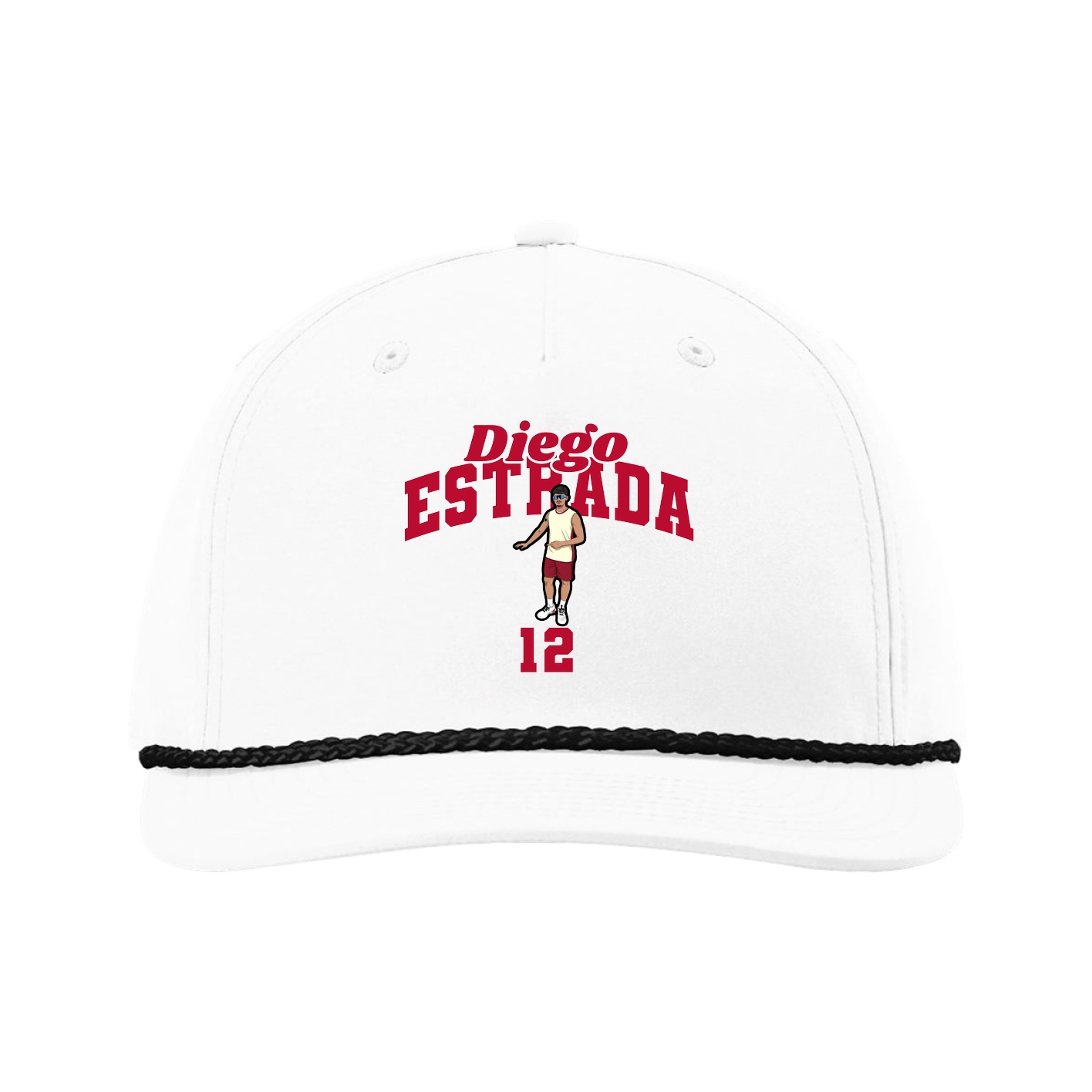 Five-Panel Classic Rope Cap — Signature Arch in White