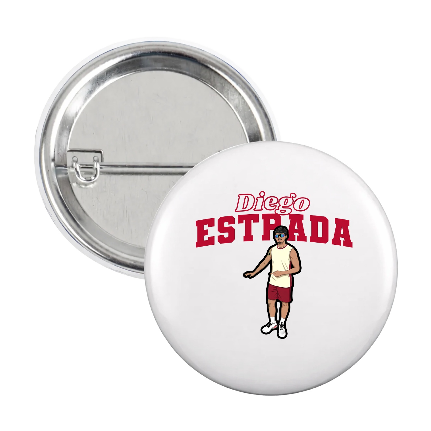 Game Day Button — Name Arch in White