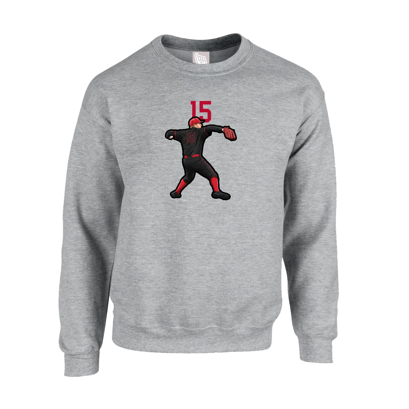 Fleece Crew — Number Top in Grey