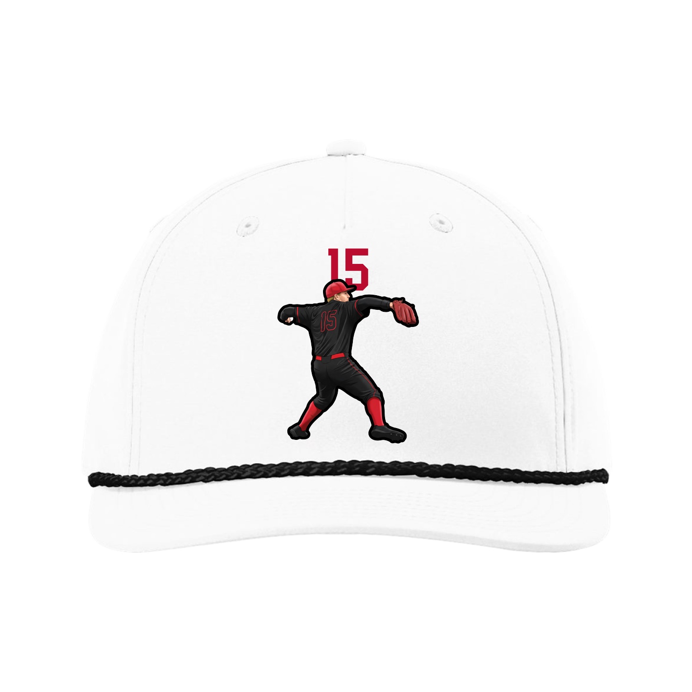 Five-Panel Classic Rope Cap — Number Top in White