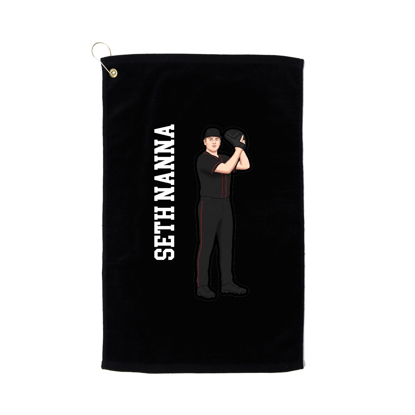 Golf Towel — Name Vertical in Black