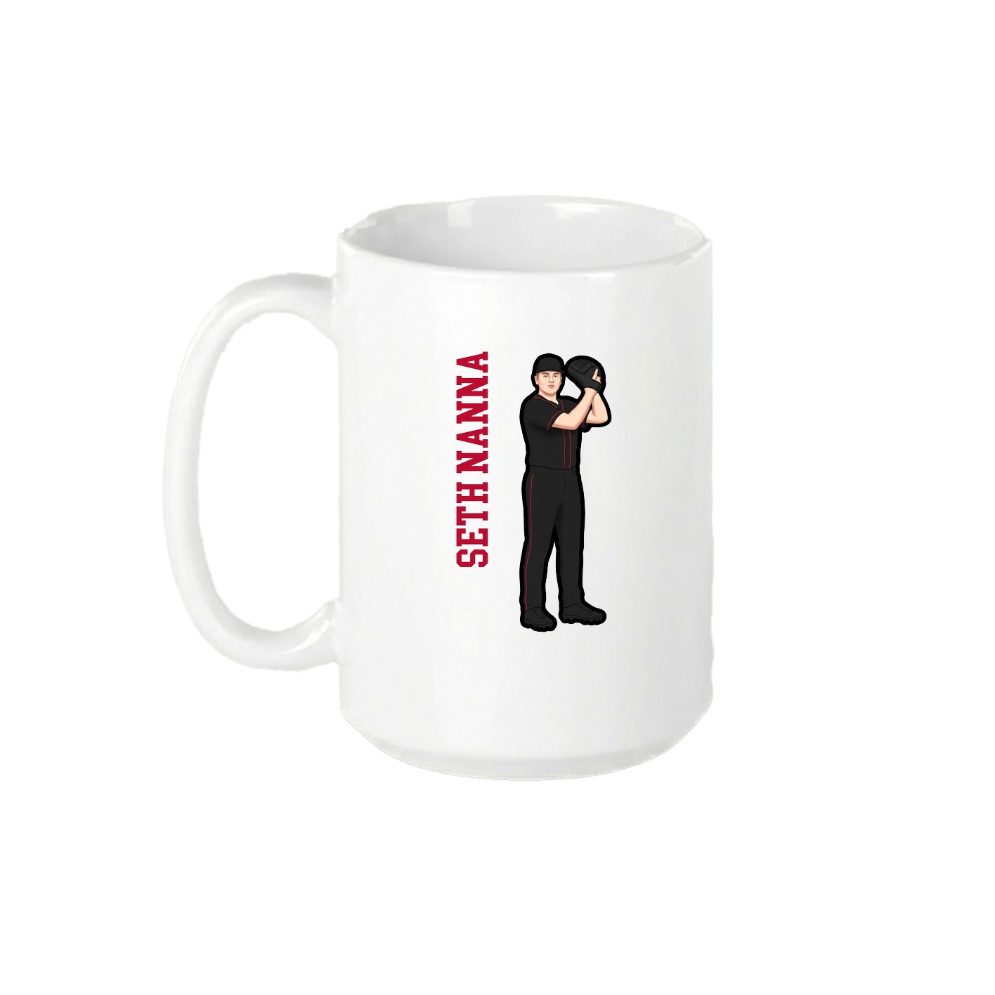 15oz Coffee Mug — Name Vertical in White