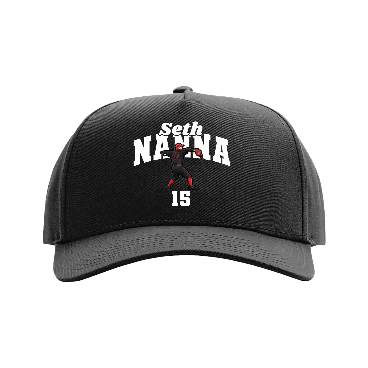 Full Fabric Five-Panel Champ Cap — Signature Arch in Black