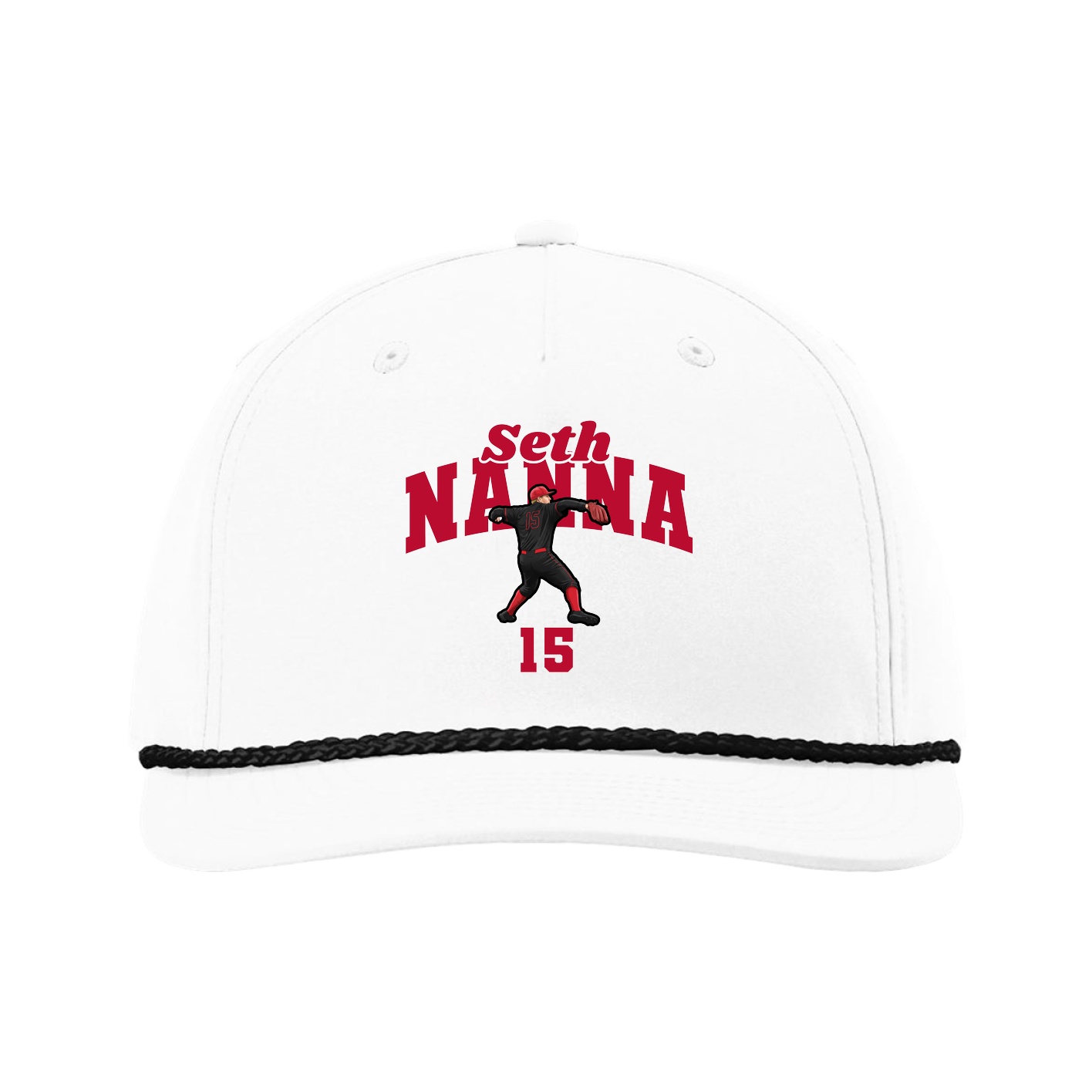 Five-Panel Classic Rope Cap — Signature Arch in White