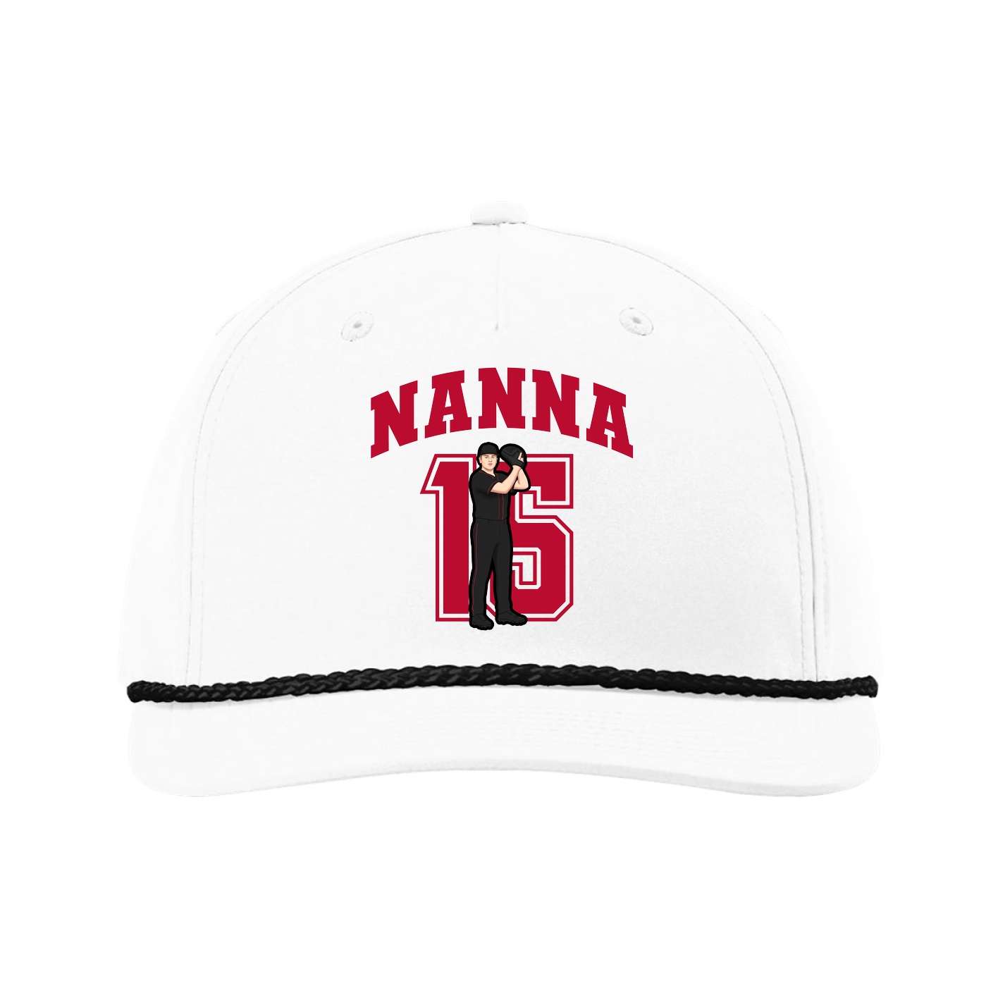 Five-Panel Classic Rope Cap — Number in White