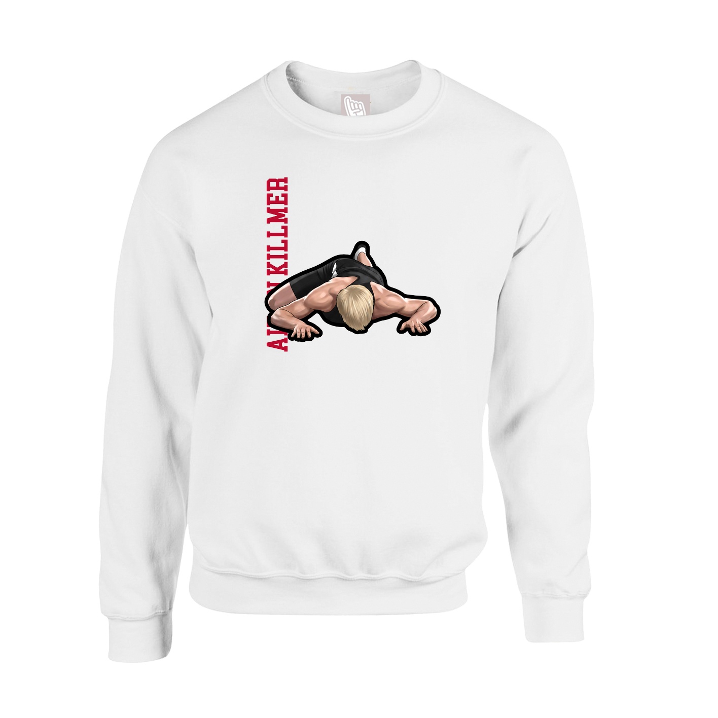 Fleece Crew — Name Vertical in White