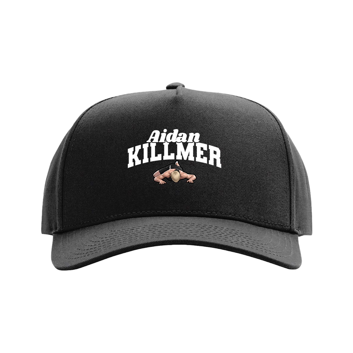 Full Fabric Five-Panel Champ Cap — Signature Arch in Black