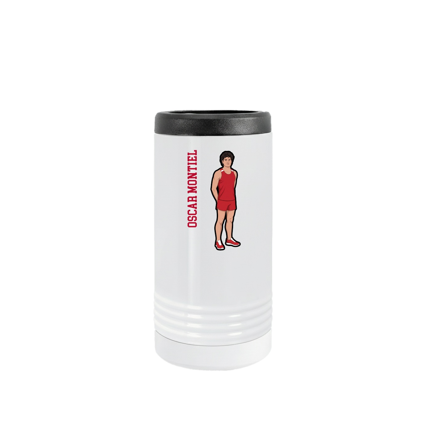 Slim Beverage Holder — Name Vertical in White