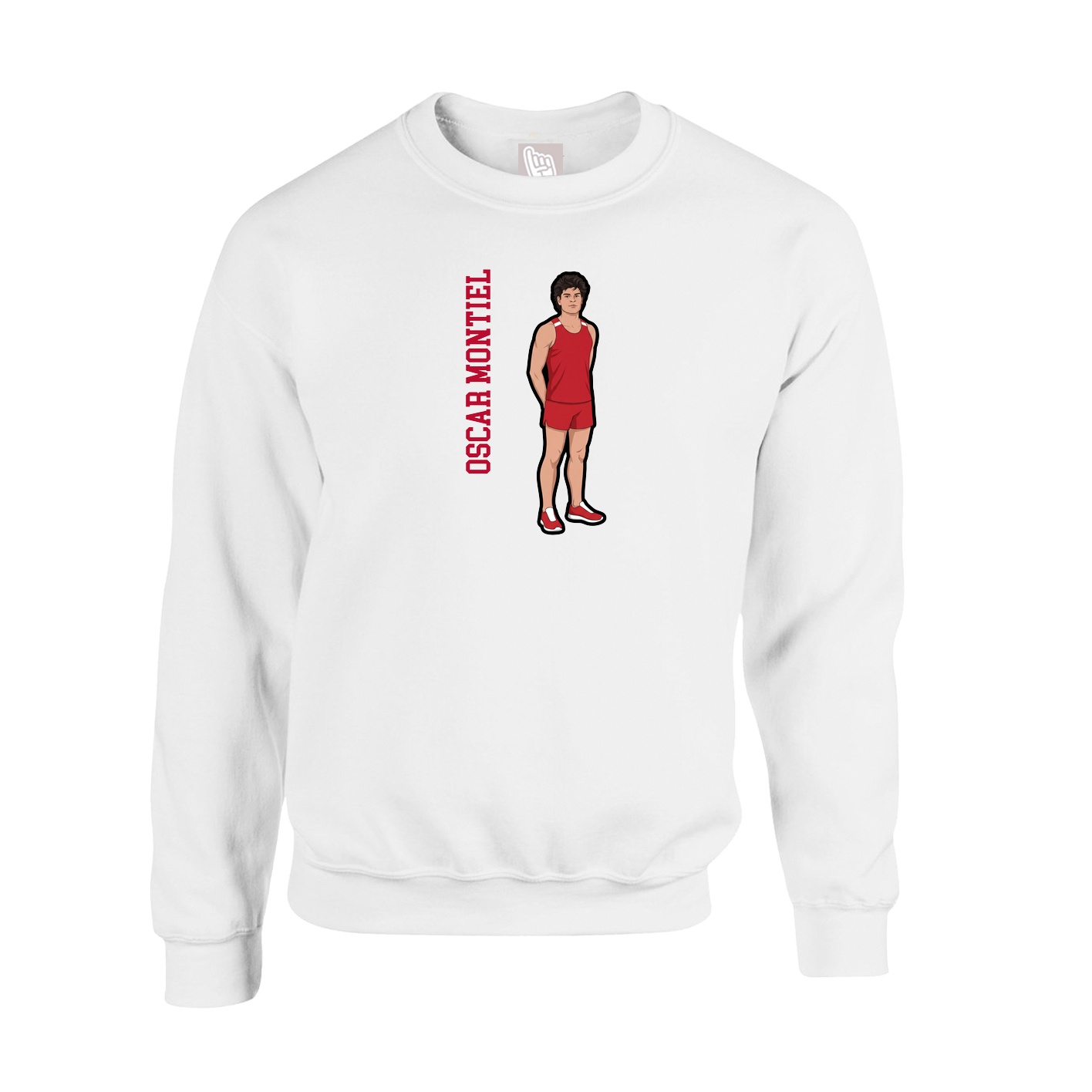 Fleece Crew — Name Vertical in White
