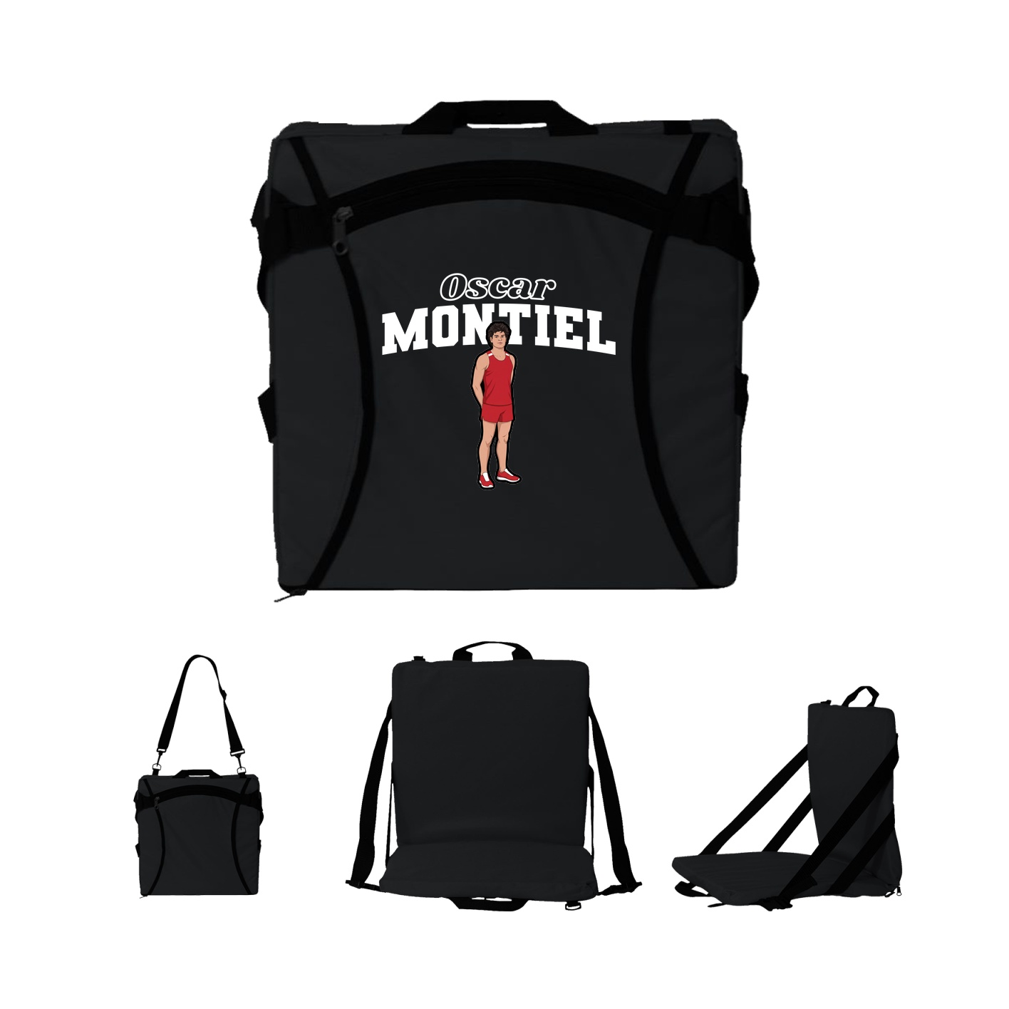 Folding Stadium Seat — Name Arch in Black