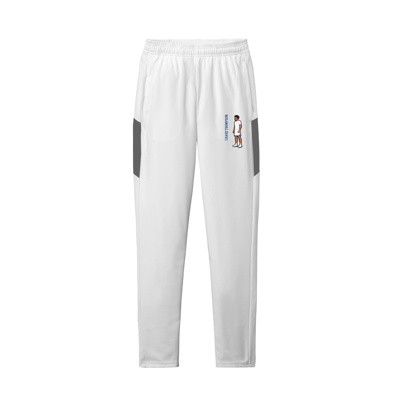 Team Travel Pant — Name Vertical in White/Grey