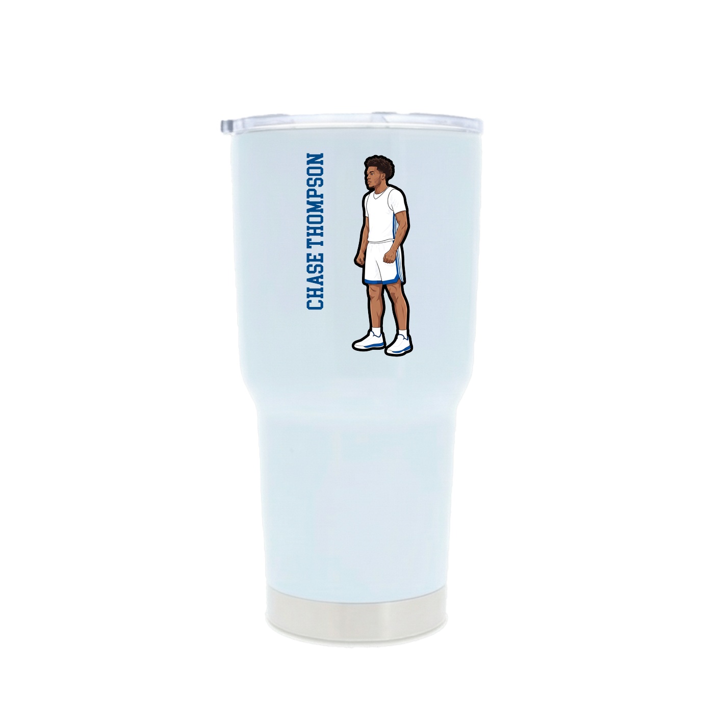30oz Stainless Steel Tumbler — Name Vertical in White