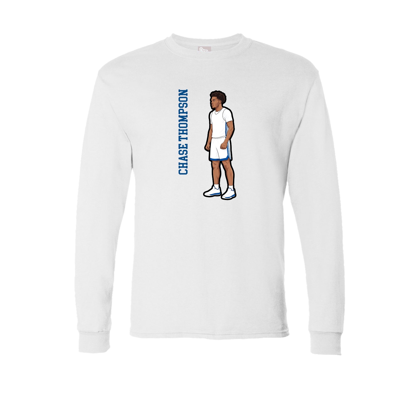 Long Sleeve Tee — Name Vertical in White