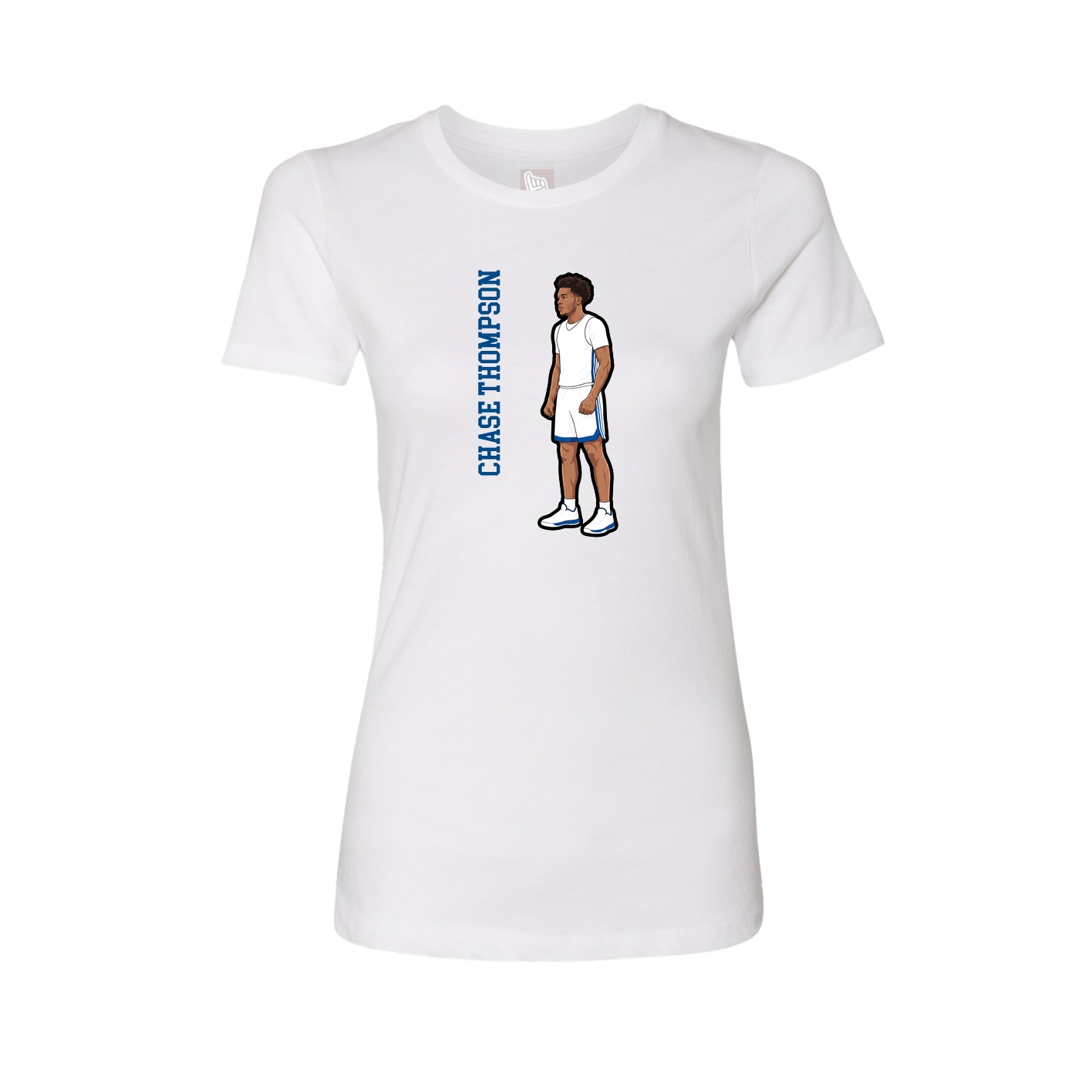 Fitted Women's Tee — Name Vertical in White