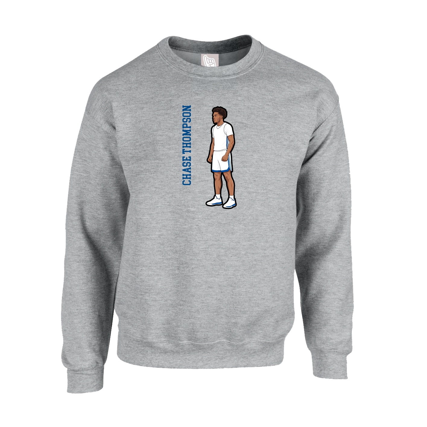 Fleece Crew — Name Vertical in Grey