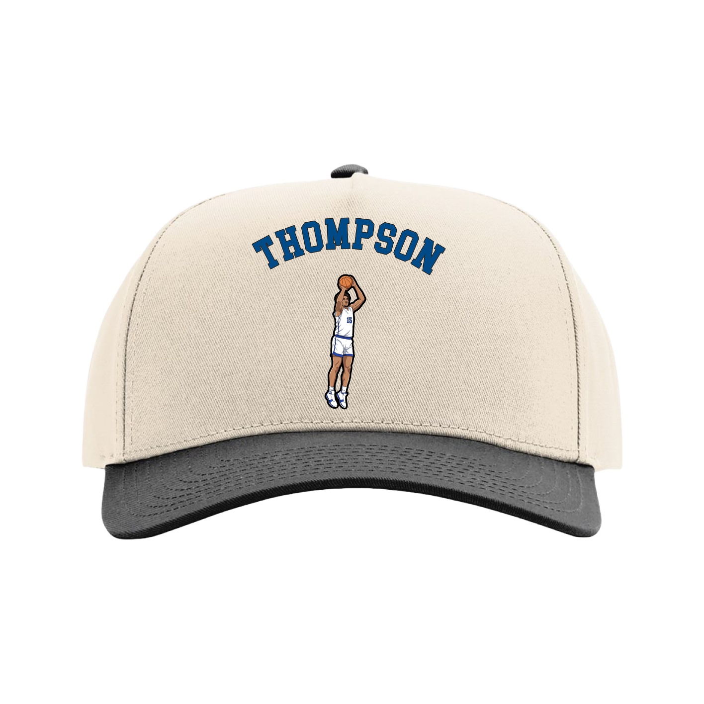 Full Fabric Five-Panel Champ Cap — Shirsey Arch in Cream/Black