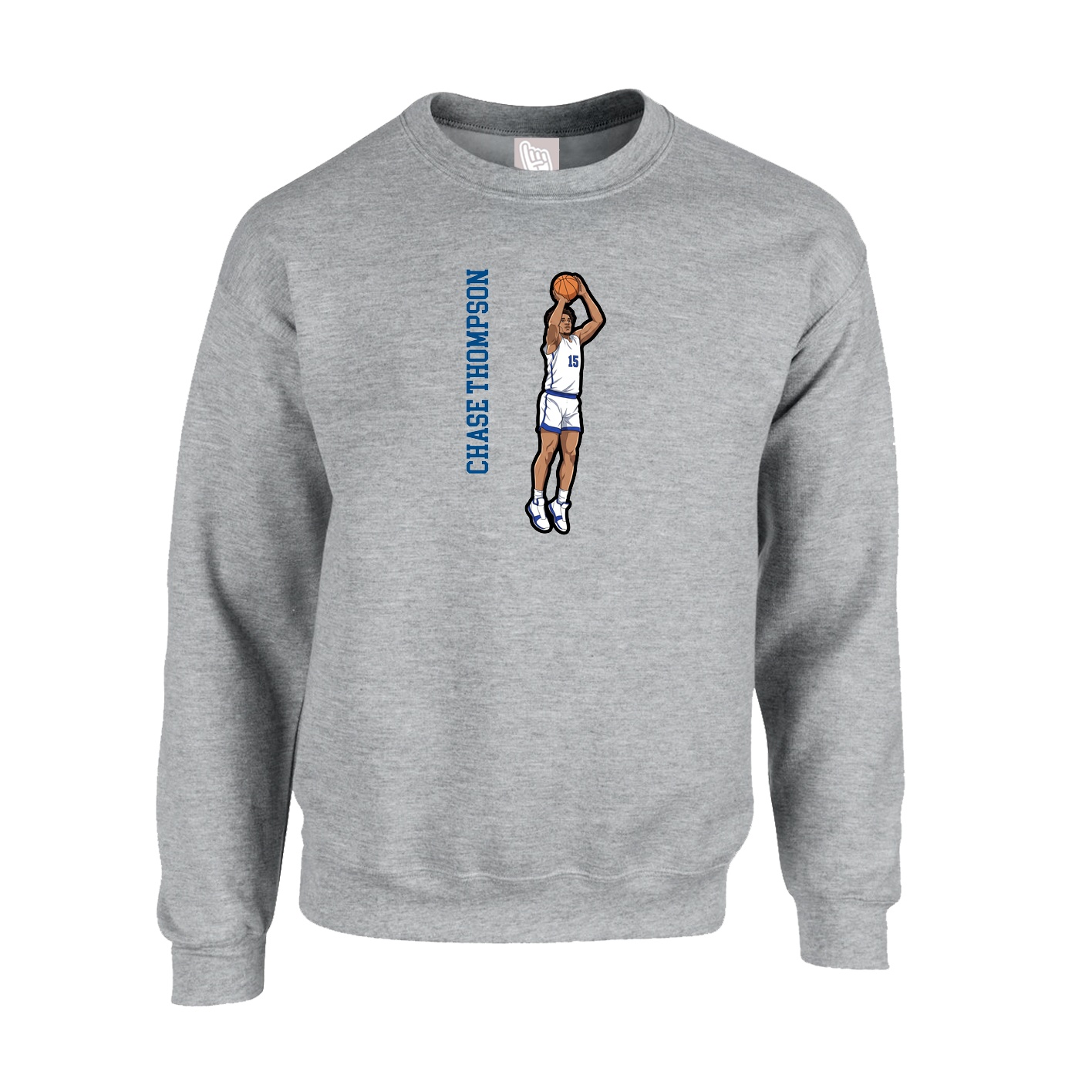 Fleece Crew — Name Vertical in Grey