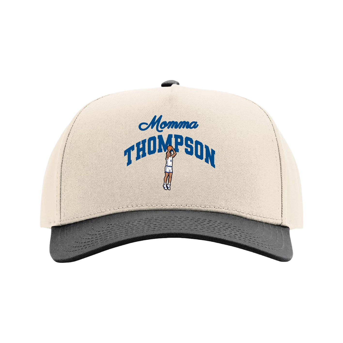 Full Fabric Five-Panel Champ Cap — Mothers Day Arch in Cream/Black