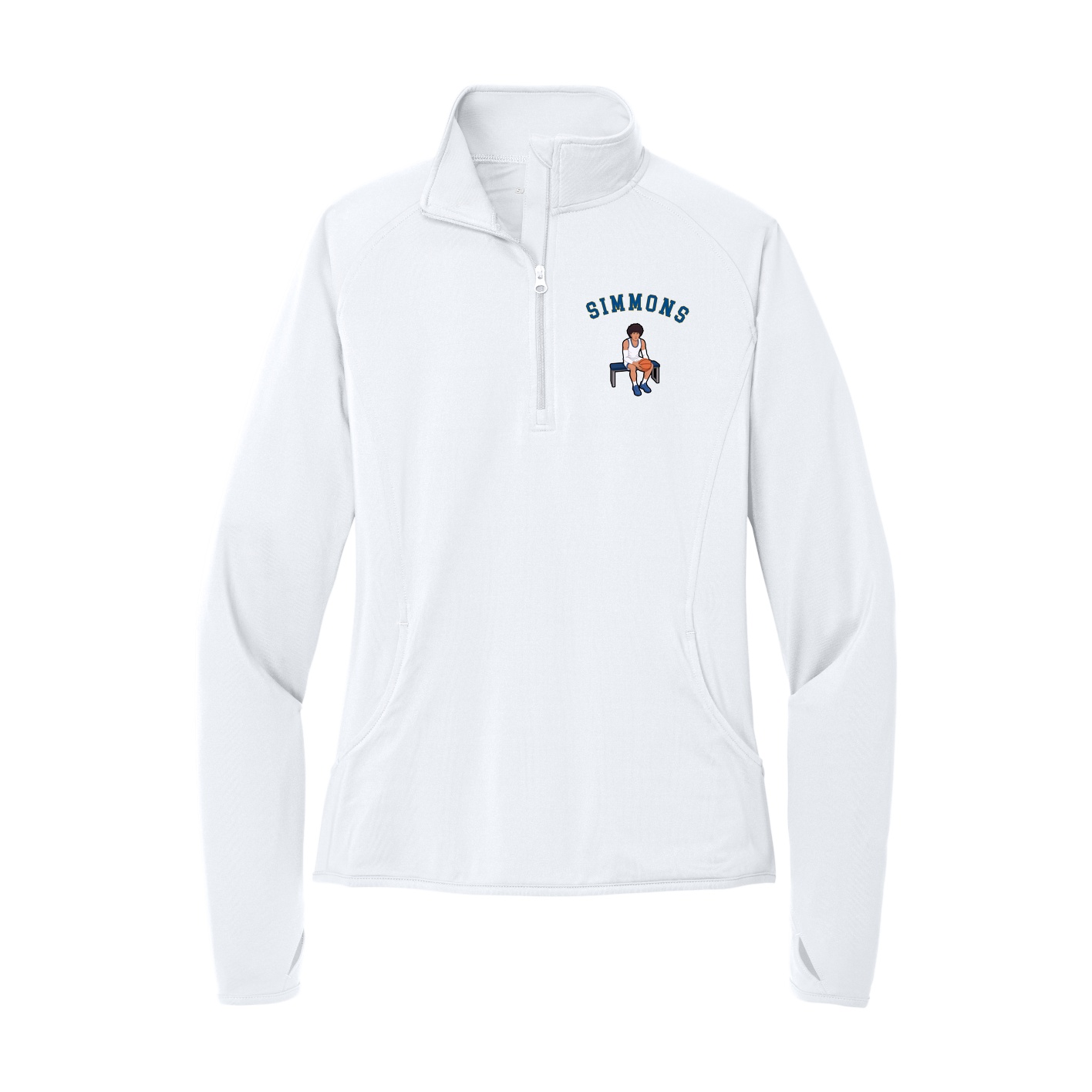 Women's Q-Zip Pullover — Shirsey Arch in White