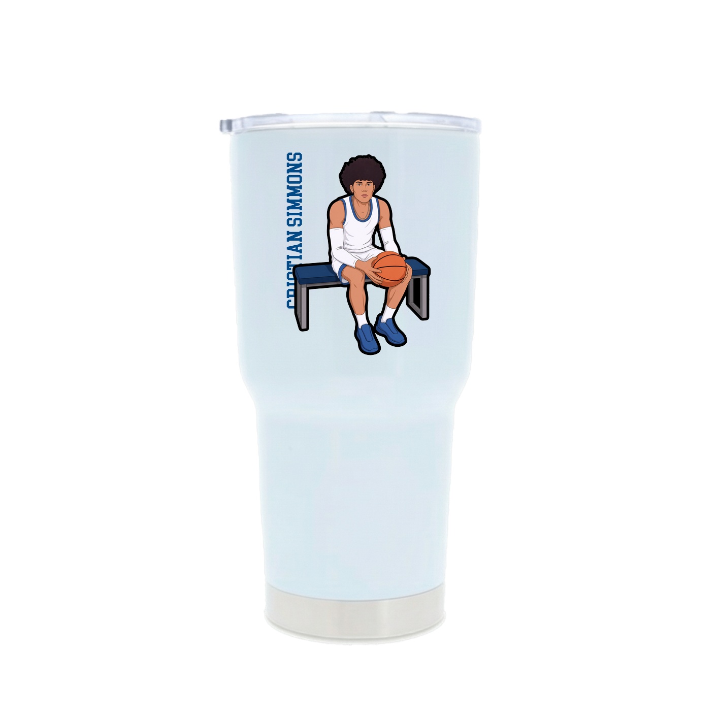 30oz Stainless Steel Tumbler — Name Vertical in White