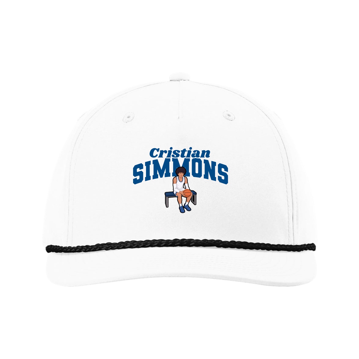 Five-Panel Classic Rope Cap — Signature Arch in White