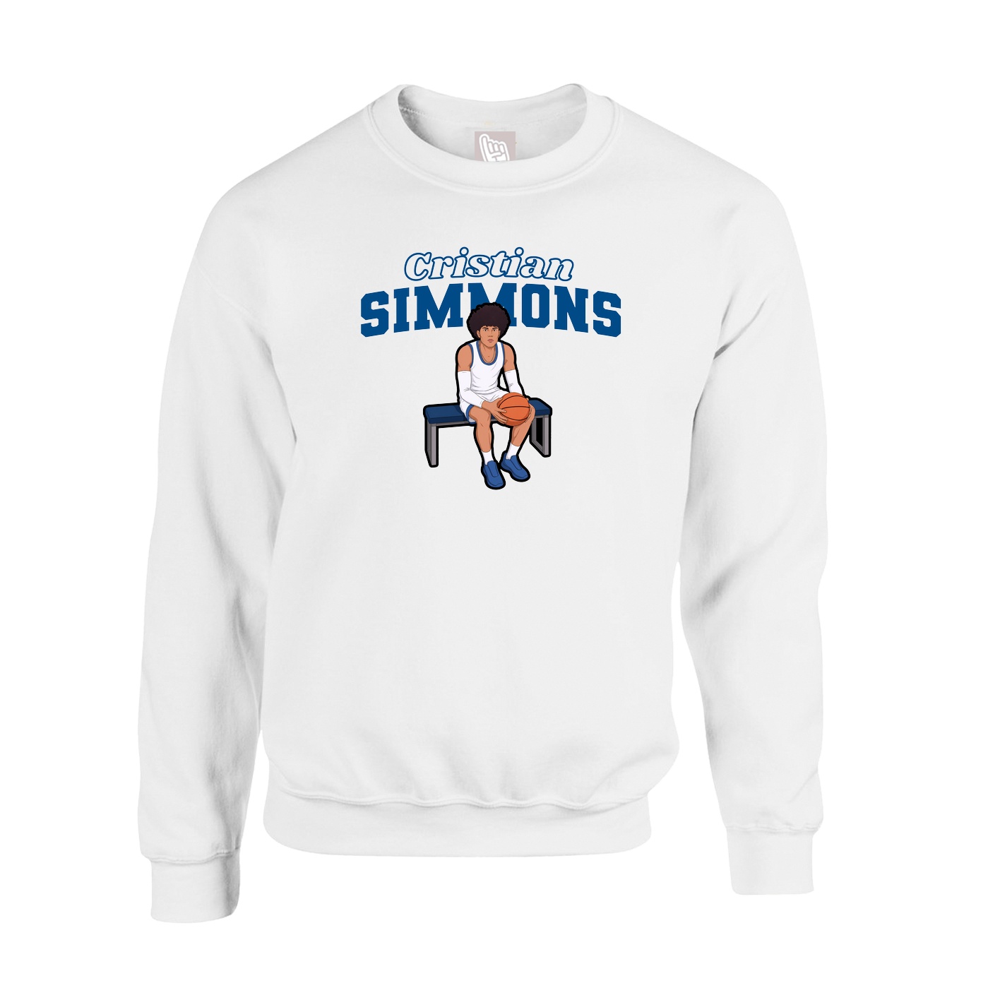 Fleece Crew — Name Arch in White