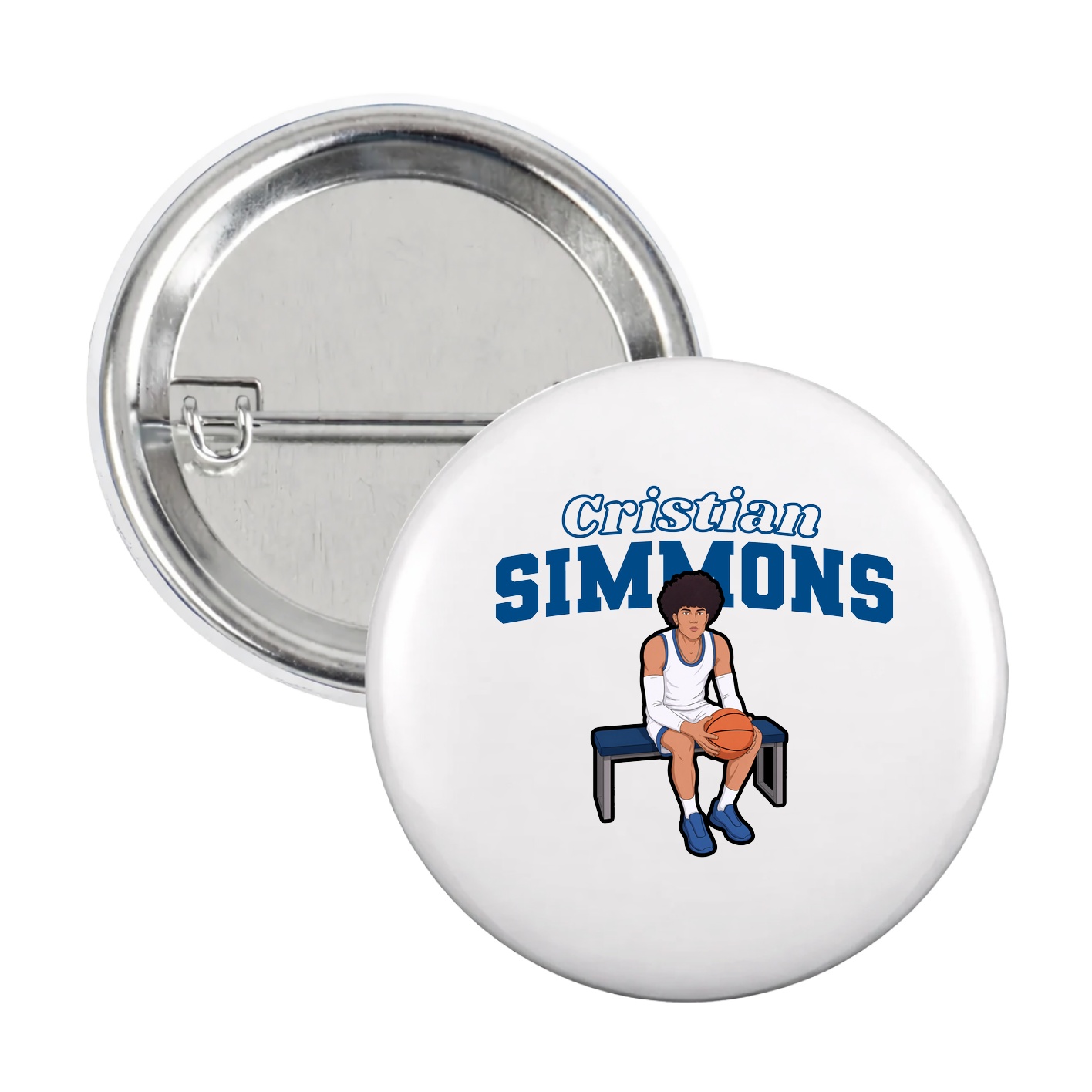 Game Day Button — Name Arch in White