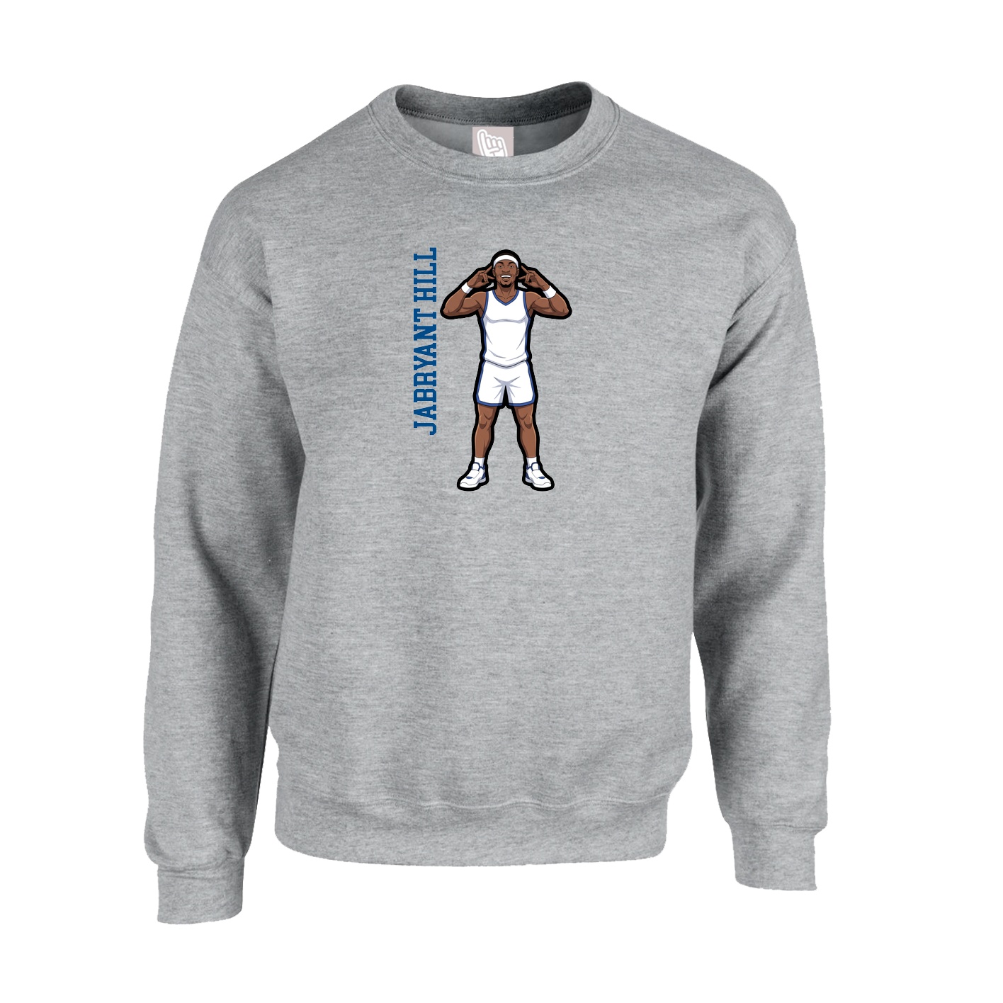 Fleece Crew — Name Vertical in Grey