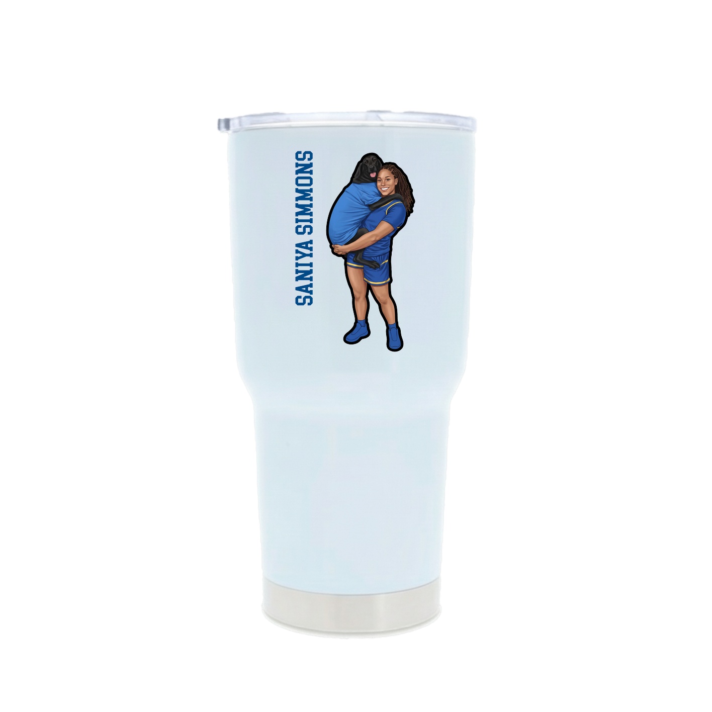 30oz Stainless Steel Tumbler — Name Vertical in White