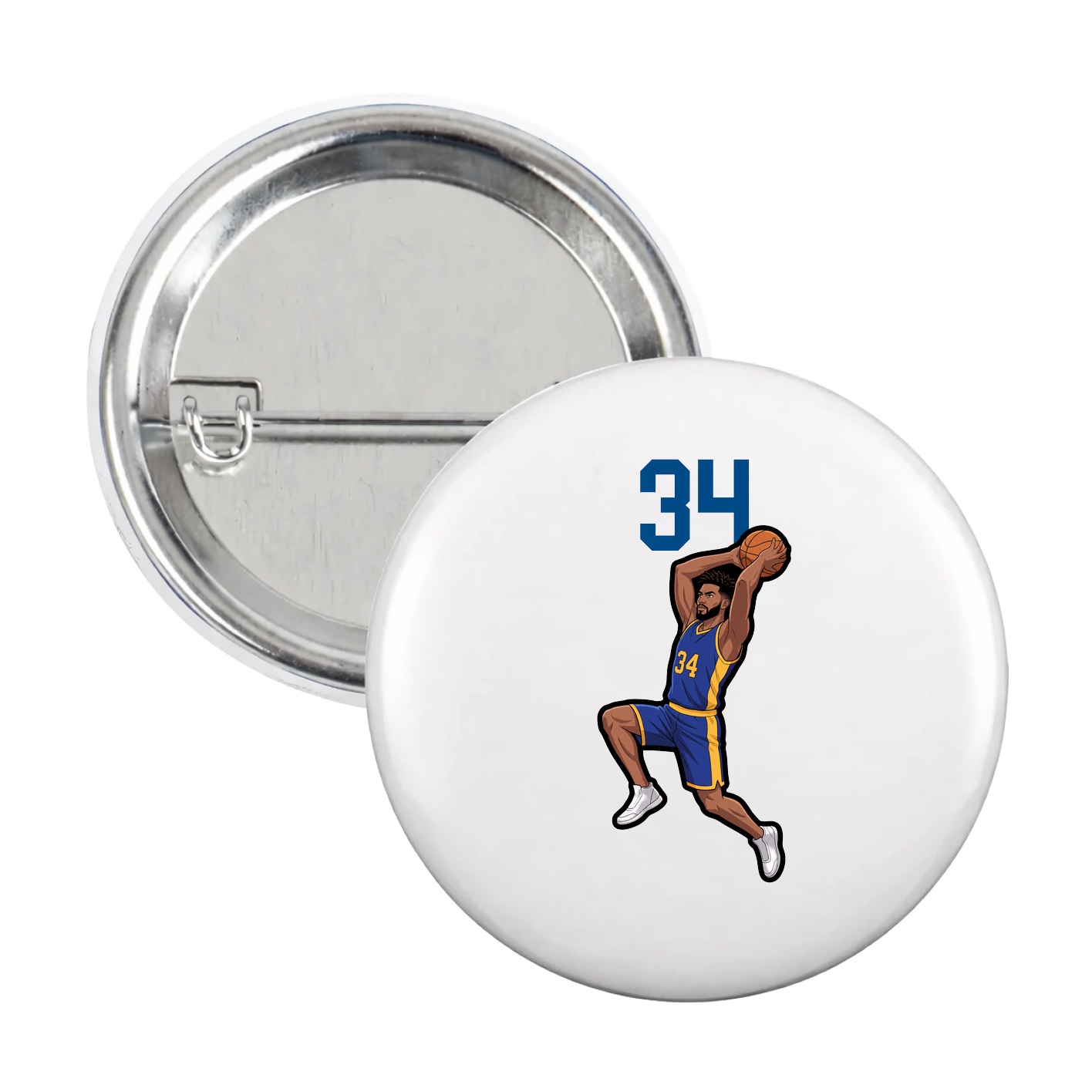 Game Day Button — Number Top in White