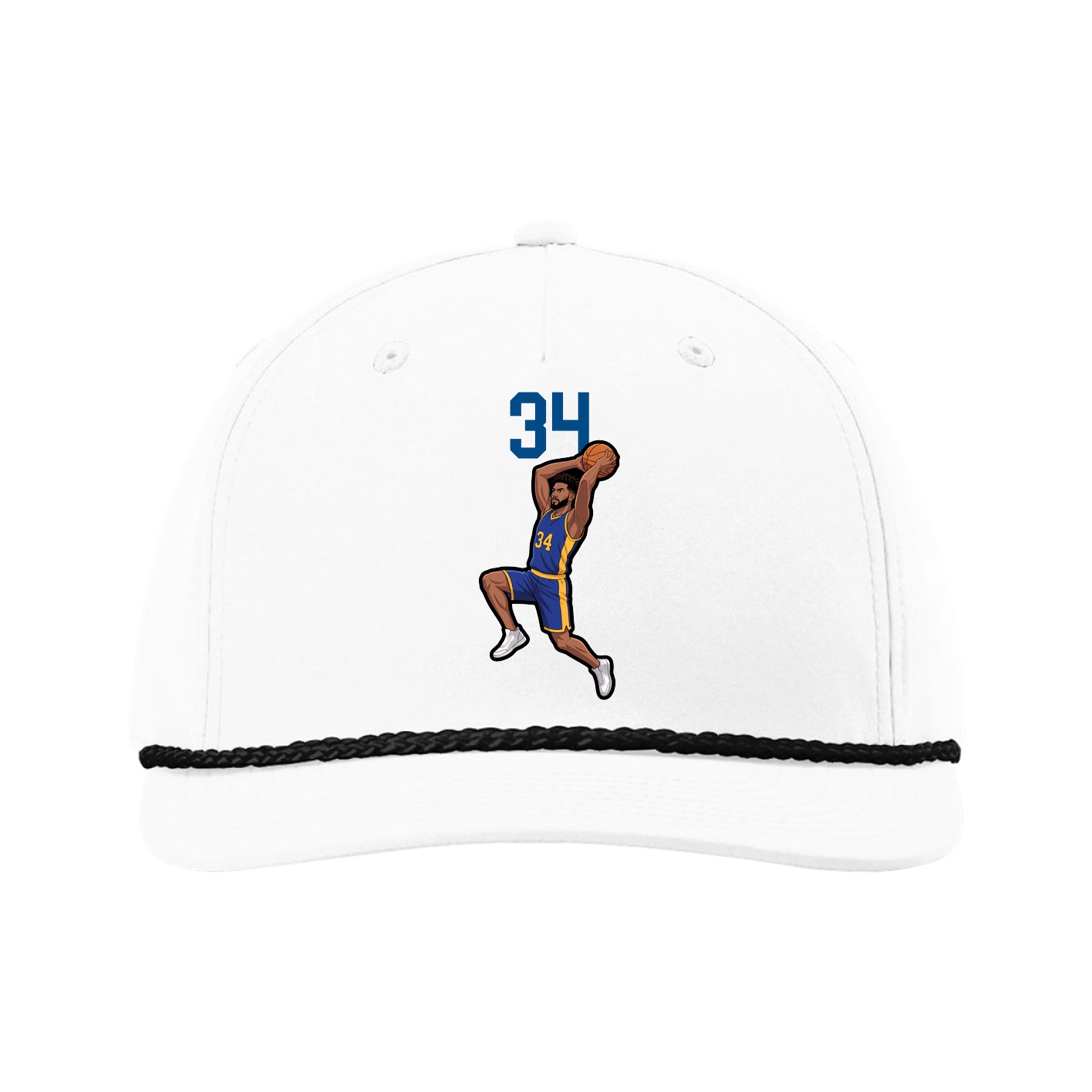 Five-Panel Classic Rope Cap — Number Top in White