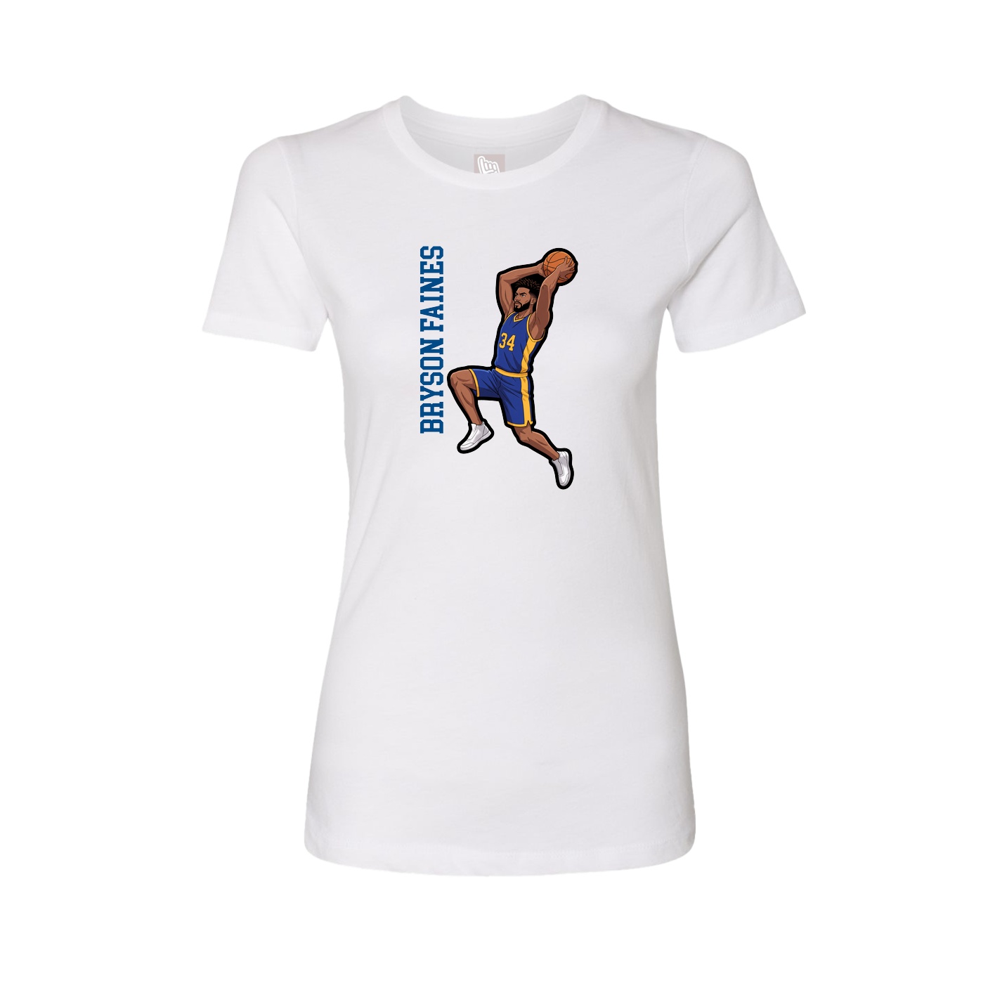 Fitted Women's Tee — Name Vertical in White