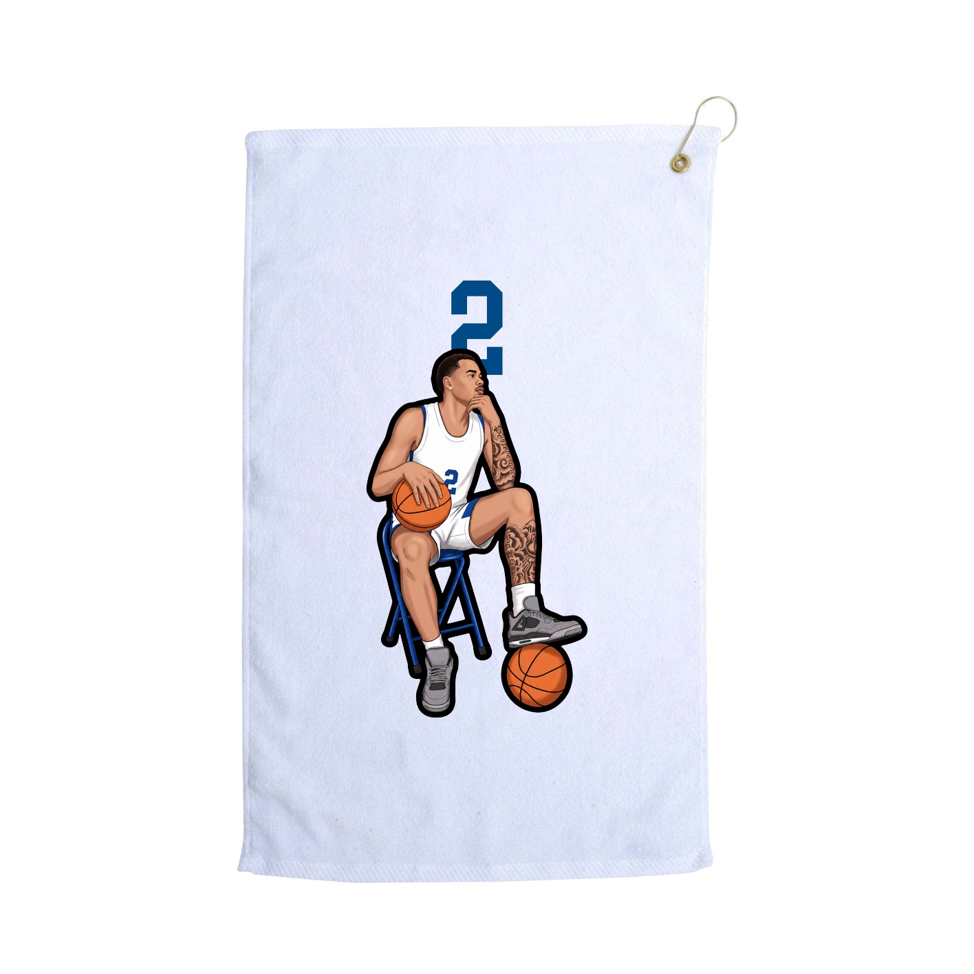 Golf Towel — Number Top in White