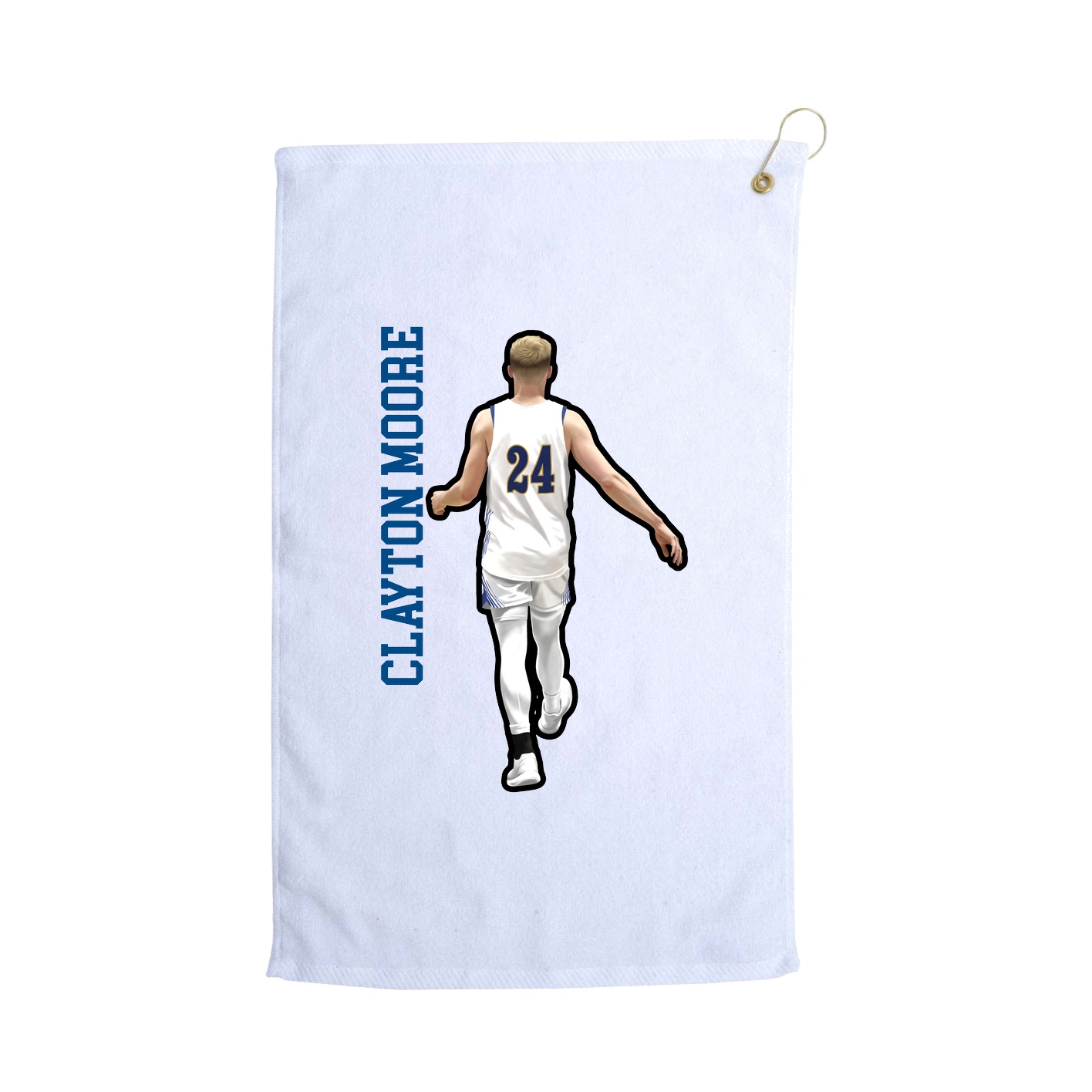 Golf Towel — Name Vertical in White