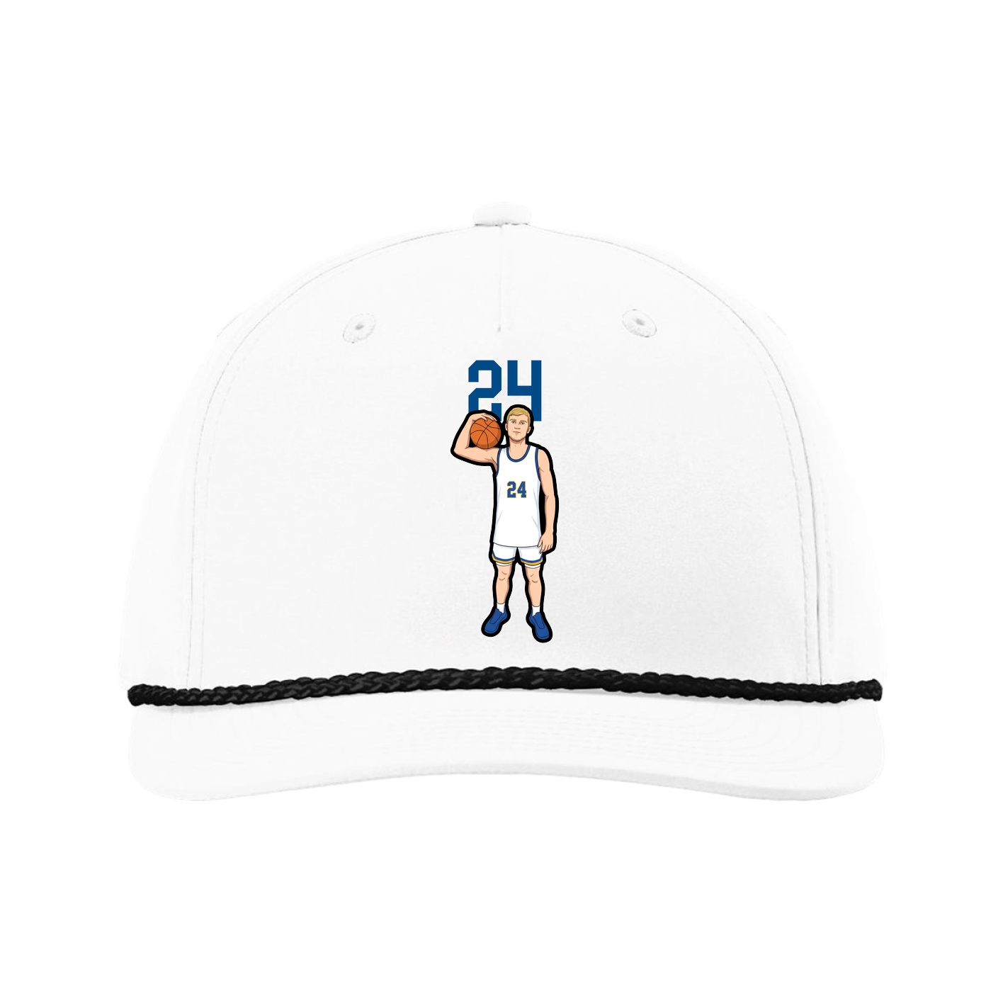 Five-Panel Classic Rope Cap — Number Top in White