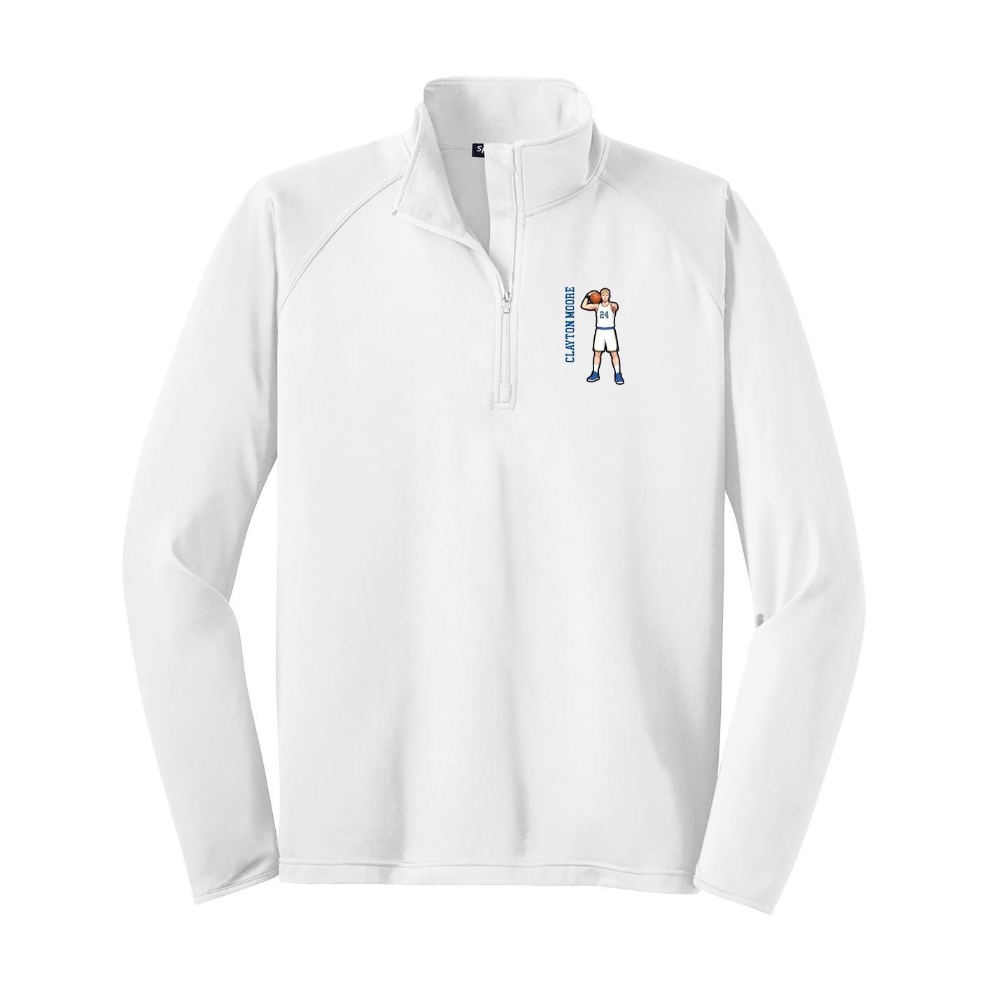 Q-Zip Pullover — Name Vertical in White